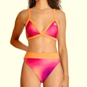 Reebok Colorblock High Waisted Swimsuit Bikini Womens Size M